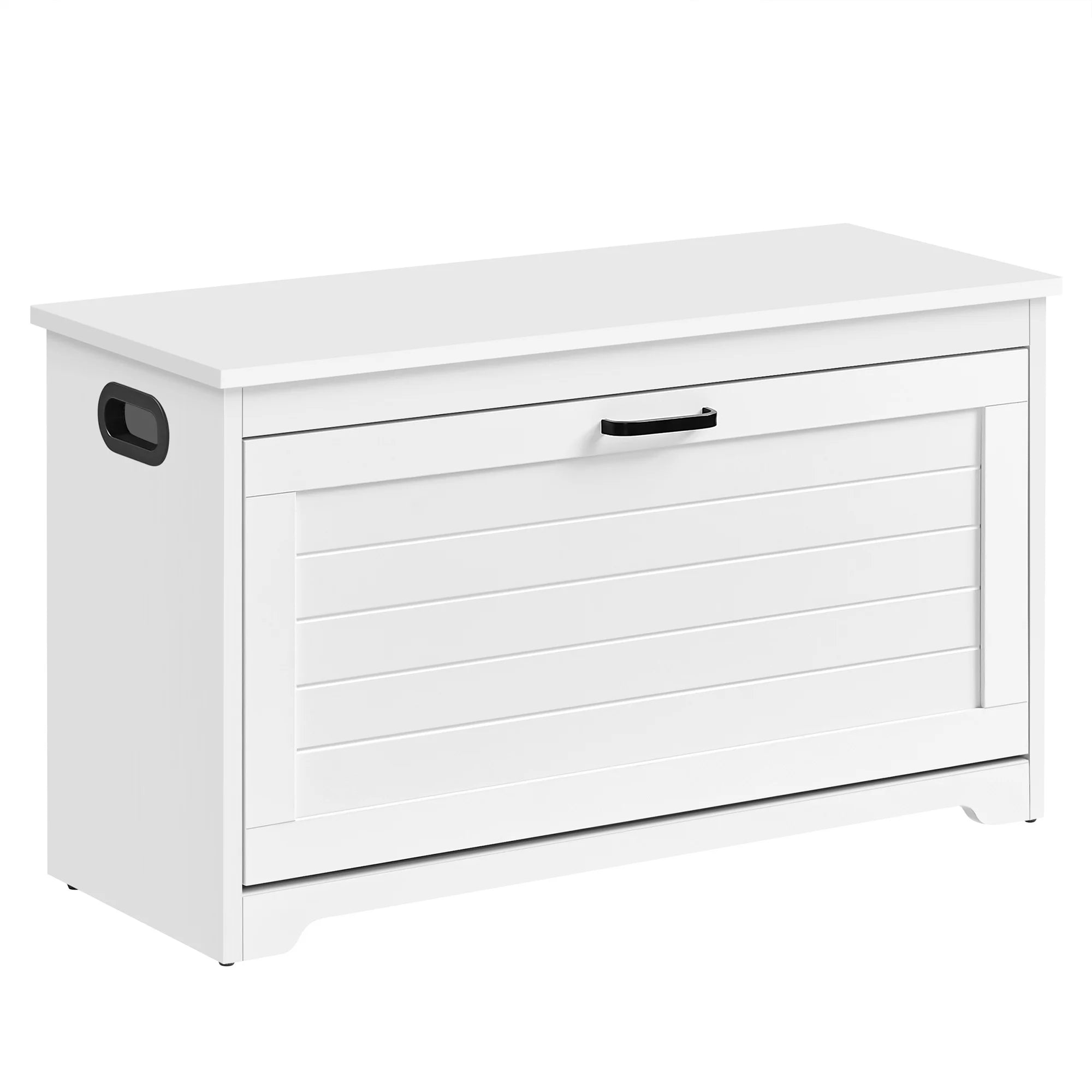 VASAGLE Shoe Bench, Entrance Shoe Box with Folding Door, Adjustable Interior Divider, with Cut-out Side Handles, 80 x 30 x 46 cm