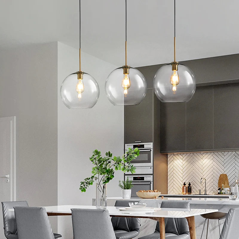 Lustre LED verre suspension industriel - vue 4 sur 24