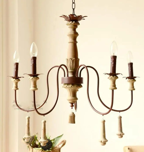 lustre industriel en résine antique avec bougeoirs à led - vue 10 sur 10