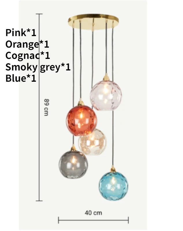 Lustre boule de verre coloré nordique lampes suspendues moderne Grain d'eau Restaurant cuisine luminaire suspendu chambre lampe de chevet - vue 27 sur 29