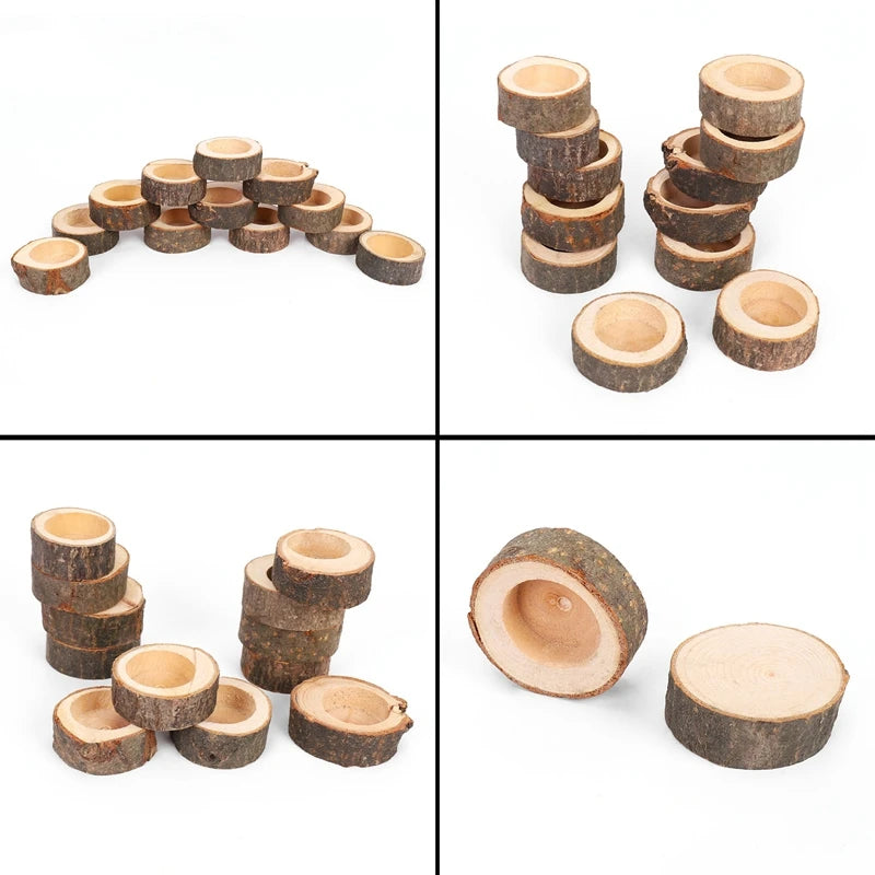 12Pcs Wooden Candle Holder,Votive Tealight Holder For Wedding Party For Table,Halloween Christmas Party Home Decor - vue 4 sur 6