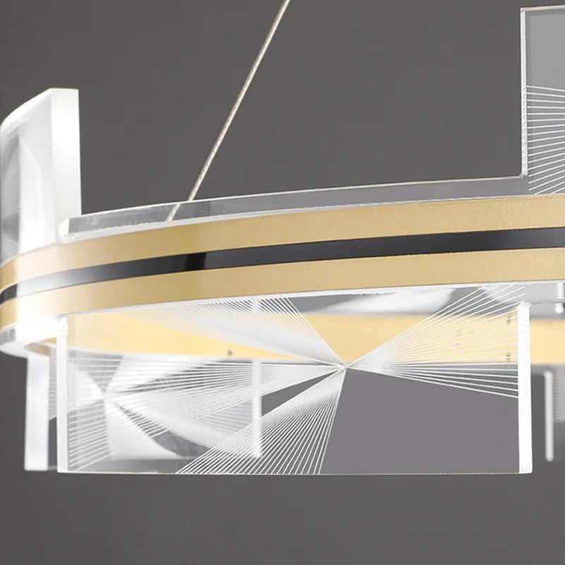 lustre moderne créatif design géométrique avec cercle doré - vue 6 sur 8