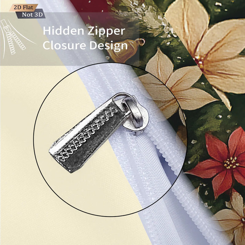 parure de lit rouge motif sapin de noël 3 pièces