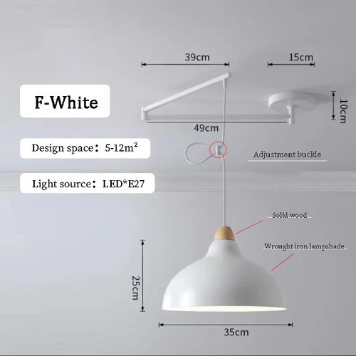 Lustres à bascule de Table à manger modernes LED peuvent être déplacés lampes à long poteau nordique Simple télescopique pliant lustre à bras Long - vue 19 sur 22