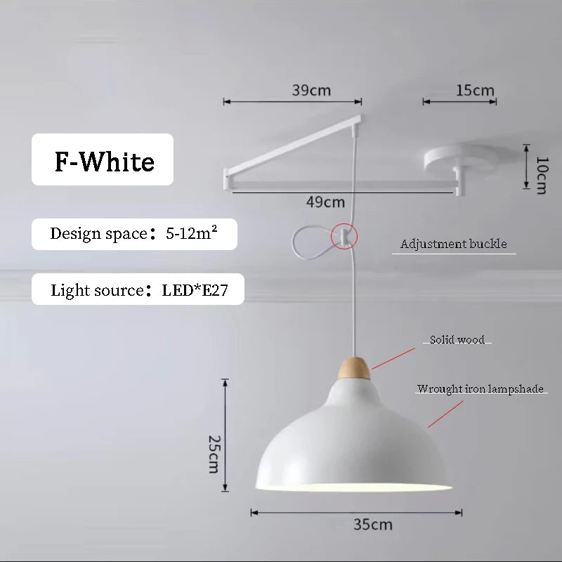 Lustres à bascule de Table à manger modernes LED peuvent être déplacés lampes à long poteau nordique Simple télescopique pliant lustre à bras Long - vue 18 sur 22