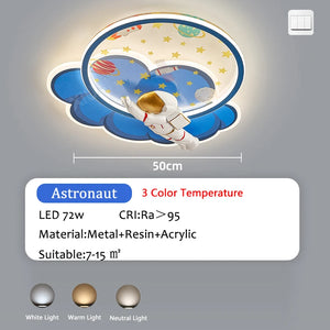 Children's indoor ceiling light with remote control rocket lights boy