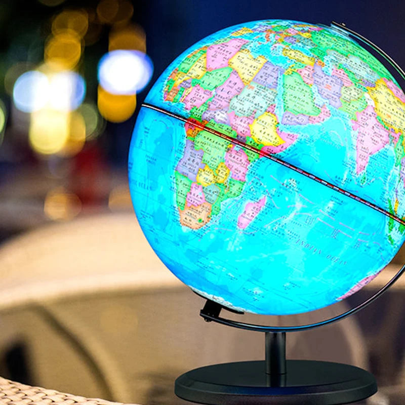 globe étudiant géographie avec lampe et base métallique pour bureau - vue 4 sur 14