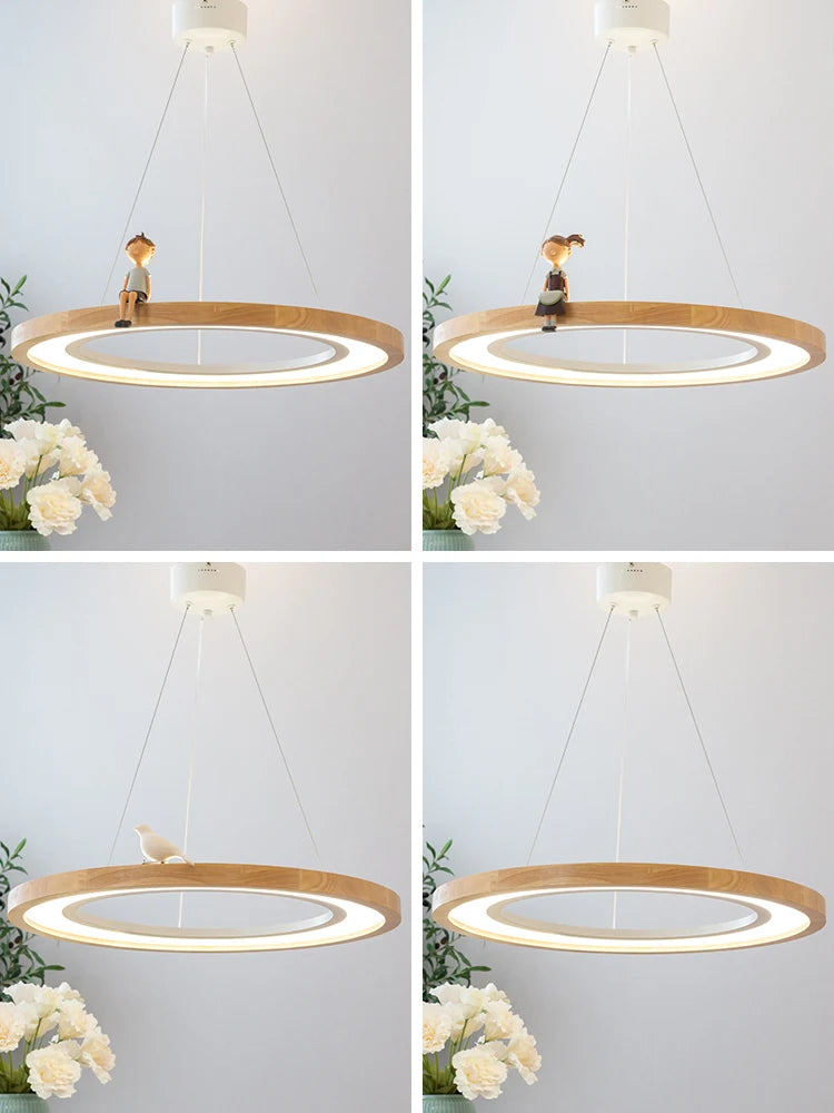 suspension ronde à led en bois pour éclairage commercial et industriel - vue 7 sur 10