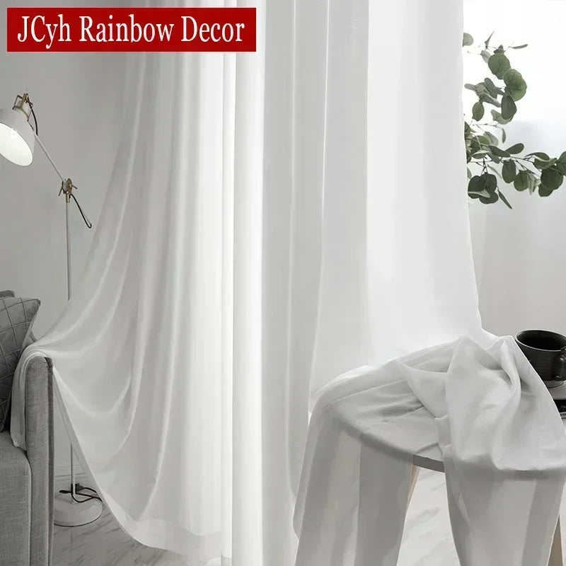Voilage froissé moderne léger pour salon chambre fenêtre - vue 5 sur 9