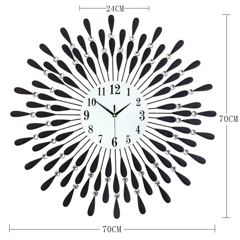 Crystal Sun Modern Style Silent Wall Clock 38X38/60X60/70X70cm, New Product Living Room Office Home Wall Decoration - vue 14 sur 14