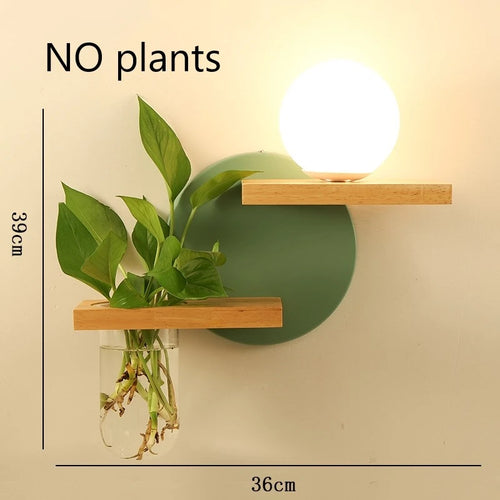 applique murale led en bois avec pot de plante nordique - vue 20 sur 23