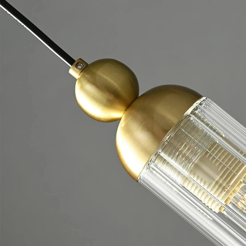 lustre nordique transparent en verre avec cordon réglable - vue 6 sur 8