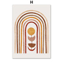 Terracotta monstera vase painting Nordic abstract wall decoration