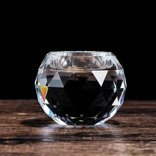 Crystal Diamond Tealight Candle Holder for Wedding Party, Clear Glass Tea Light Candles Holder for Home Room Desk Decor - vue 4 sur 6