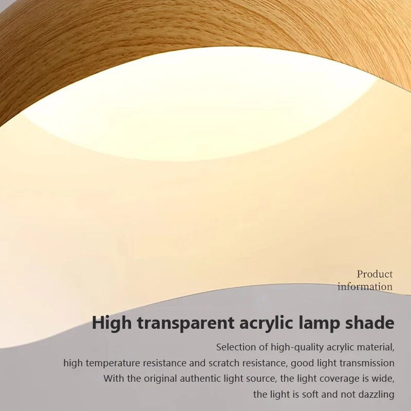 Lustre fer grain bois nordique LED salle manger bureau chevet - vue 5 sur 18