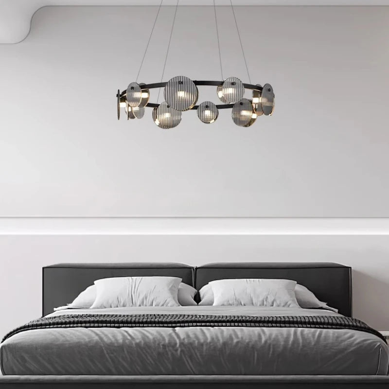 lustre moderne en fer et verre pour décoration intérieure - vue 4 sur 12