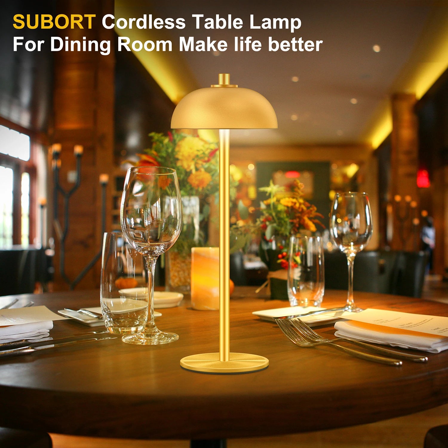 SUBORT Lampe de Table pour Chambre à Coucher Lampe Tactile sans Fil Rechargeable Camping Champignon Lampe créative Lumière d'ambiance USB-C Lampe de Bureau - vue 3 sur 8