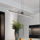 Modern minimalist LED strip pendant light for living room, dining room, kitchen, black chandelier home decor hanging fixture