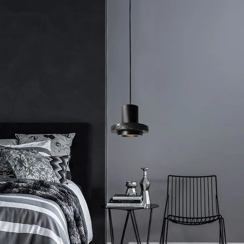 Rétro industriel vent petite suspension trou noir pierre LED suspension lampe nordique Bar Restaurant chambre lustre créatif - vue 4 sur 19