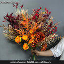 Autumn Rayon Rose Botanical Bouquet, DIY Flower Arrangement, Wedding Party, Home Garden Decor Accessories, Fake Plants