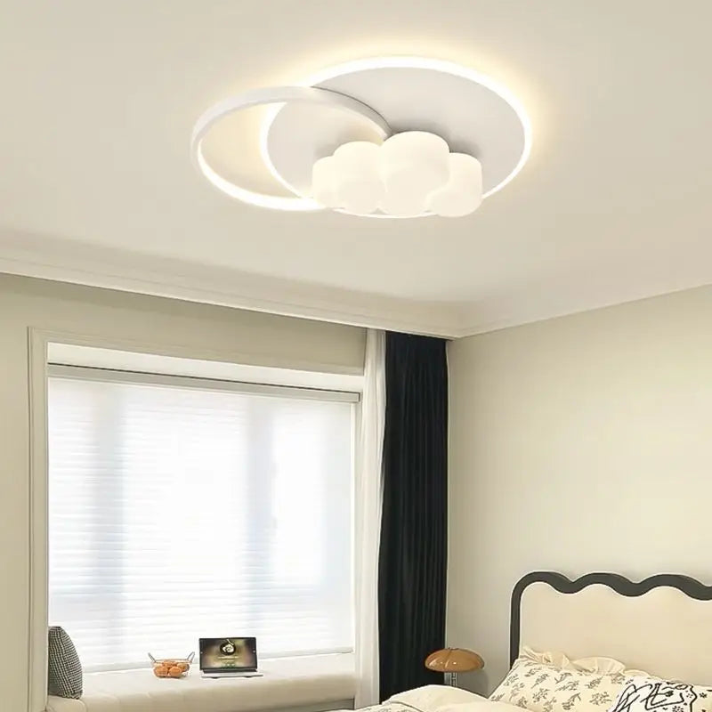 plafonnier minimaliste avec bulle suspendue et lustre en nuage - vue 6 sur 13