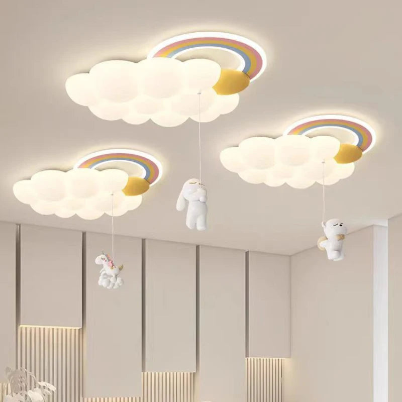 plafonnier led nuage arc-en-ciel pour chambre enfant - vue 2 sur 10