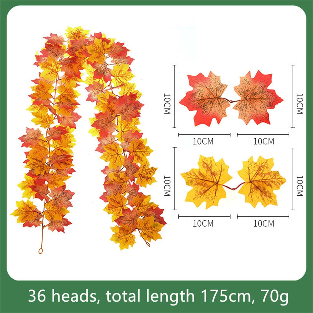guirlande de feuilles d'érable artificielles en soie décorative pour jardin - vue 11 sur 16