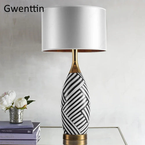 lampe à poser moderne en céramique motif zèbre pour décoration intérieure