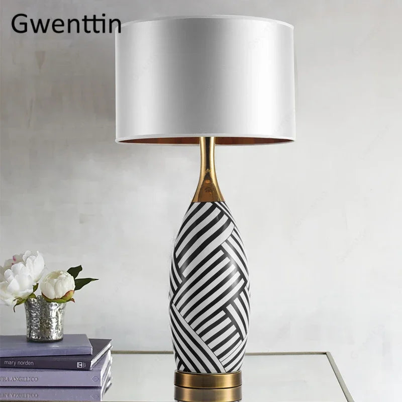 lampe à poser moderne en céramique motif zèbre pour décoration intérieure - vue 3 sur 7