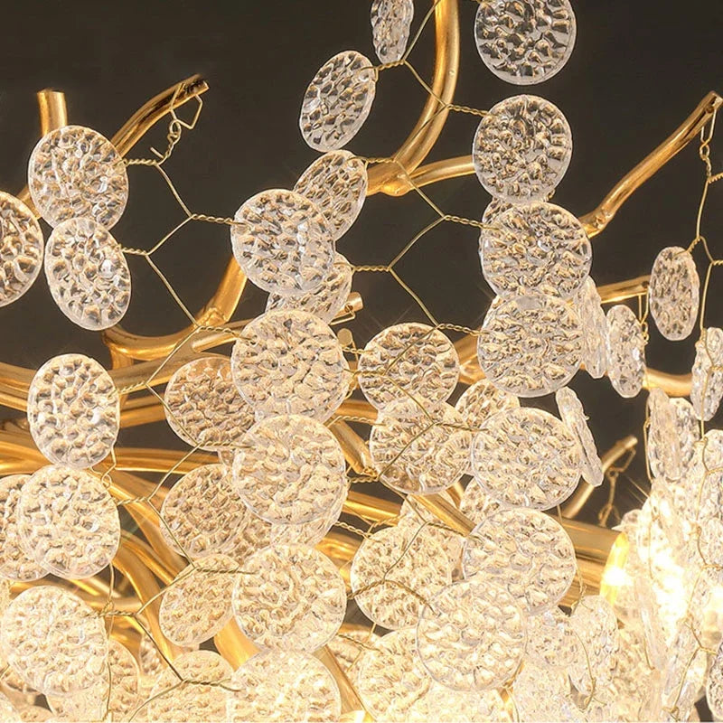 lustre en cristal doré style européen décoration intérieure élégante - vue 7 sur 13