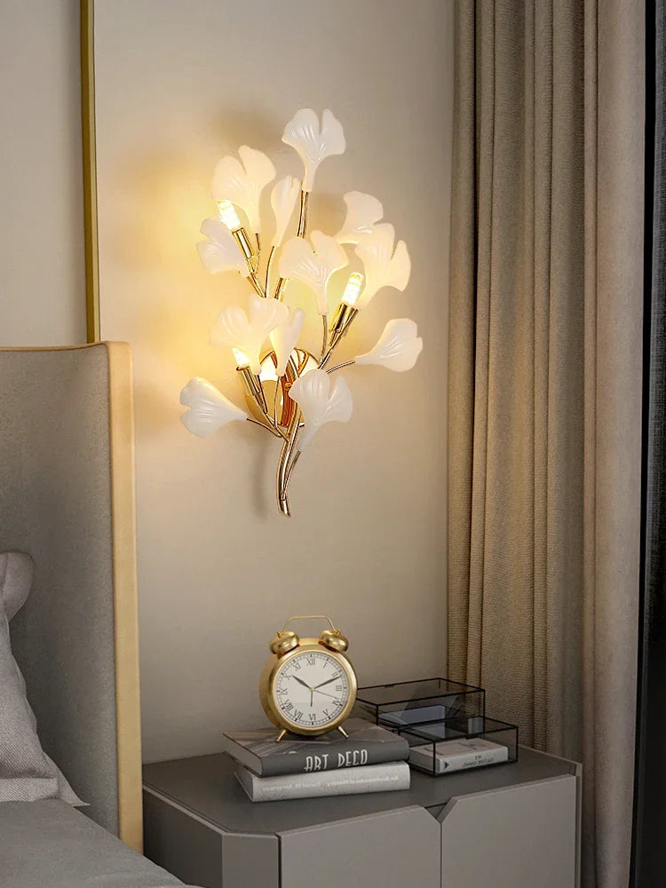 Living Room Ceiling Lamp Post-modern Designer Gingko Leaf Restaurant Bedroom Ceiling Lights Hotel Art LED Decor Lighting Fixture - vue 5 sur 13