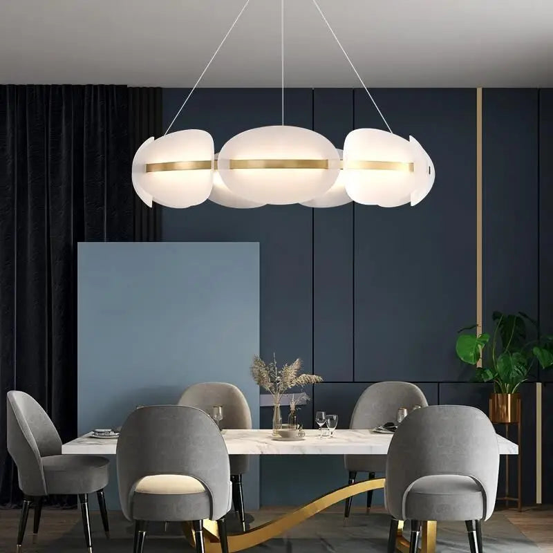 lustre nordique led en acrylique avec design de pétale - vue 4 sur 9