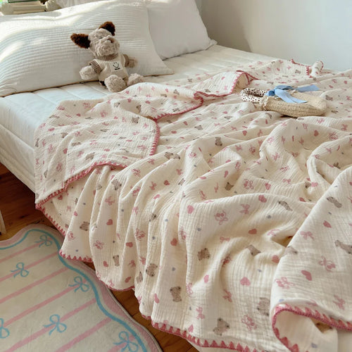 Plaid coton crepe leger ete motif enfant salon