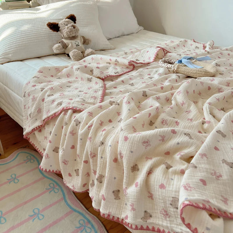 plaid coton crepe leger ete motifs carreaux enfants - vue 2 sur 6