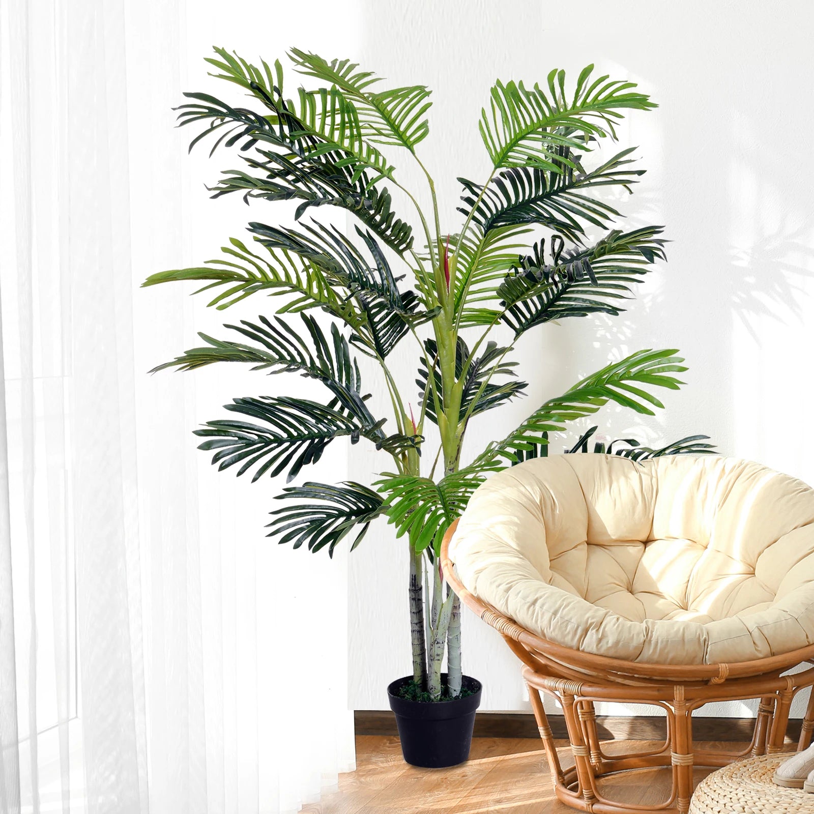plante artificielle palmier avec pot et mousse décorative - vue 4 sur 6