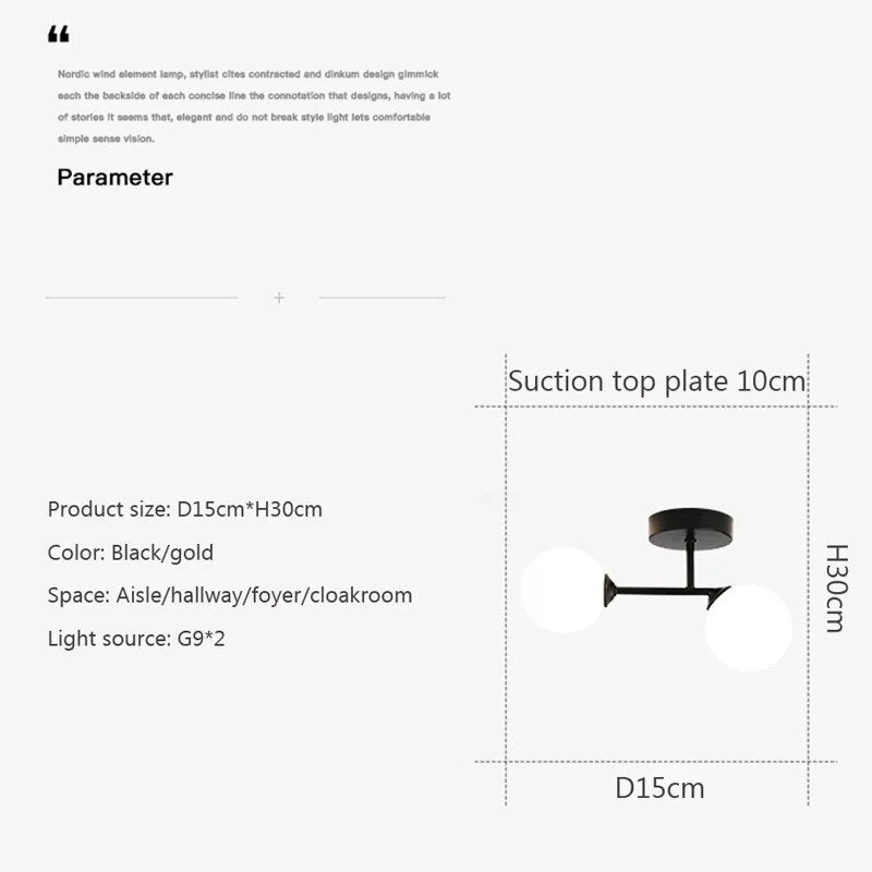 plafonnier verre moderne minimaliste noir - vue 7 sur 14