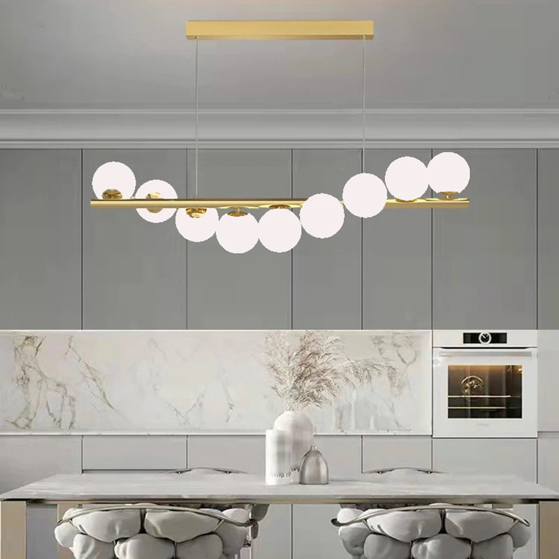 lustre créatif en verre pour bar et restaurant avec fil réglable - vue 4 sur 9