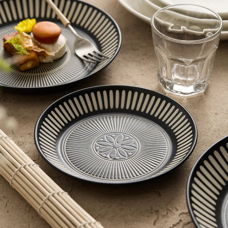 Assiette ceramique relief style japonais retro premium - vue 3 sur 7