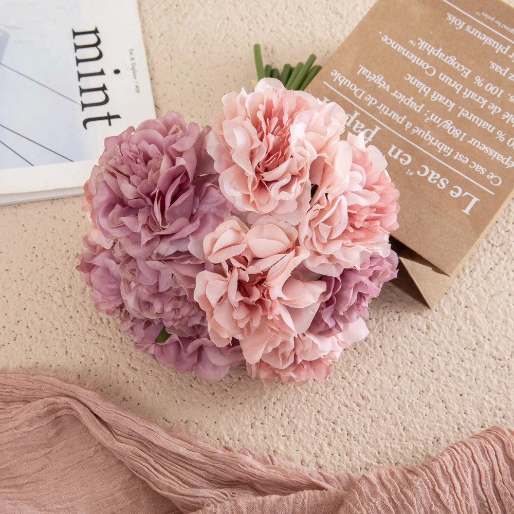 lot de 5 pivoines artificielles pour décorations élégantes et mariage - vue 4 sur 12