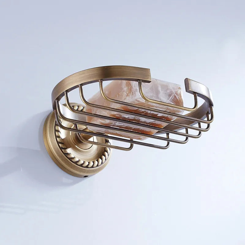 Antique copper Crystal Soap net stand, Toilet Bathroom Accessories hanger Wall Mounted with soap dish Retro design Shelf