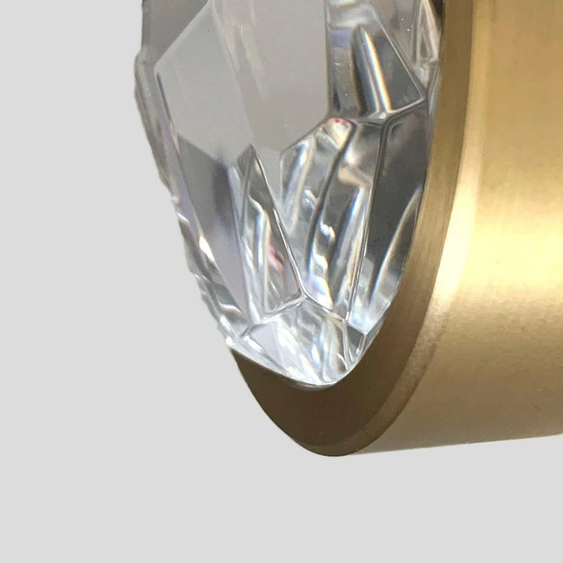 lustre led en cristal doré design nordique de luxe - vue 4 sur 5