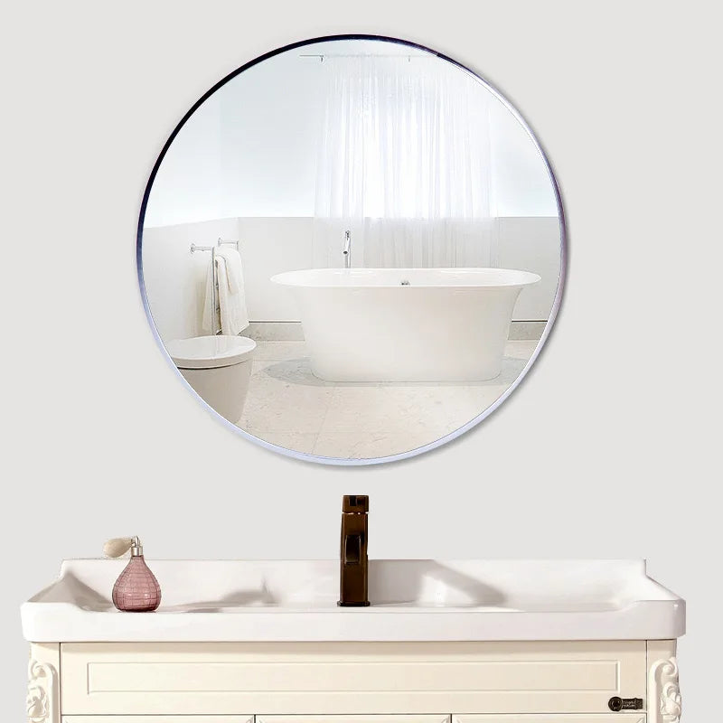 miroir rond moderne avec cadre en aluminium pour décoration murale - vue 6 sur 6