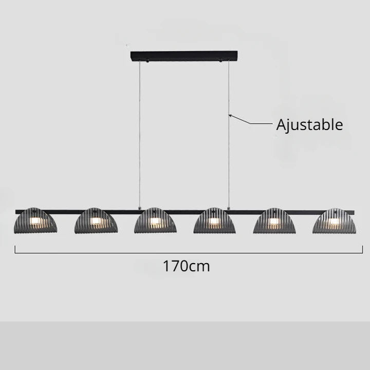 lustre minimaliste italien en verre rayé avec lumières led - vue 10 sur 12