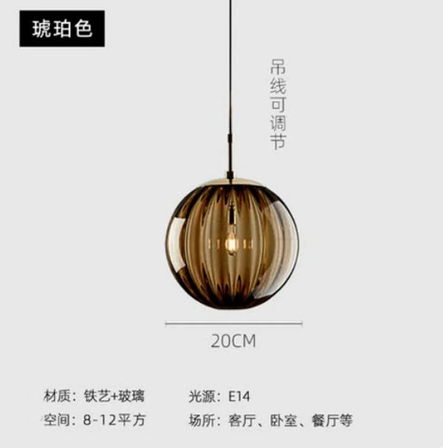 Lustre boule de verre coloré nordique lampes suspendues moderne Grain d'eau Restaurant cuisine luminaire suspendu chambre lampe de chevet - vue 21 sur 29