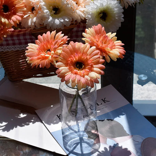 fleurs de gerbera artificielles pour décoration de fête et mariage - vue 8 sur 13