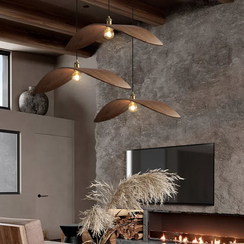 Wabi-sabi plafonnier japon bois Led plafond Lustre salon salon de thé suspension lumières décorations pour la maison cuisine Lustre - vue 5 sur 11