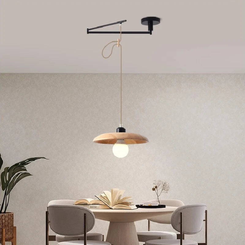 lustre en bois de noyer rétractable à bras pivotant moderne - vue 4 sur 16