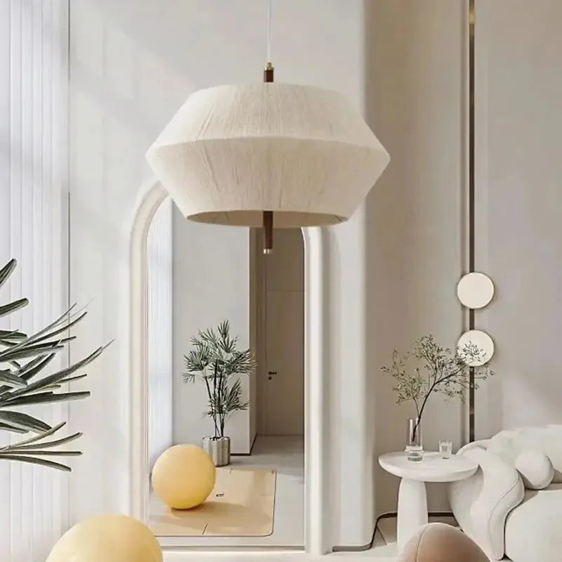 suspension en corde de chanvre et bois massif design wabi-sabi - vue 6 sur 9