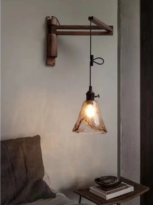 applique murale pliante rétro en noyer pour ambiance nostalgique - vue 3 sur 11