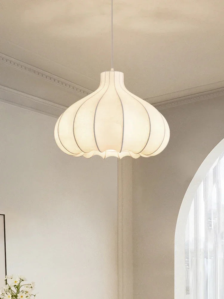 lustre japonais en soie d'oignon style wabi sabi pour intérieur élégant - vue 3 sur 9
